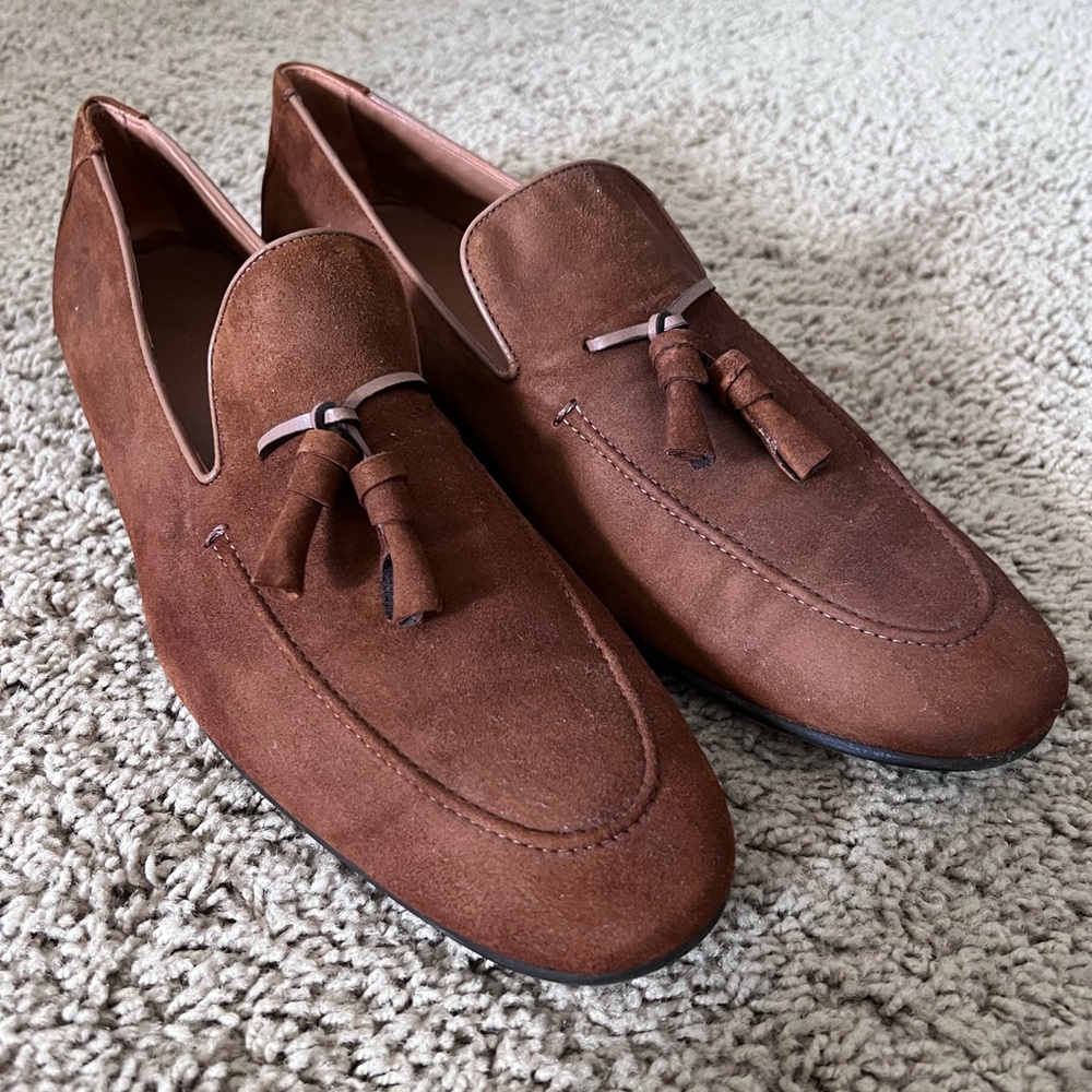 ZARA Man Brown Suede Tassel Loafers